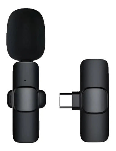 Micrófono K8 Corbatero Inalambrico Usb-C Cancelación De Ruido Plug & Play Negro